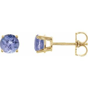 14K Yellow 5 mm Natural Tanzanite Stud Earrings