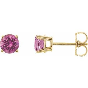 14K Yellow 5 mm Natural Pink Sapphire Stud Earrings