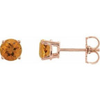 14K Rose 5 mm Natural Citrine Stud Earrings