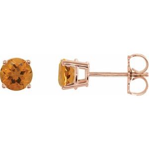 14K Rose 5 mm Natural Citrine Stud Earrings