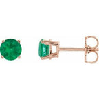 14K Rose 5 mm Lab-Grown Emerald Stud Earrings