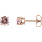14K Rose 5 mm Natural Pink Morganite Stud Earrings