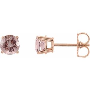 14K Rose 5 mm Natural Pink Morganite Stud Earrings