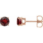 14K Rose 5 mm Natural Mozambique Garnet Stud Earrings
