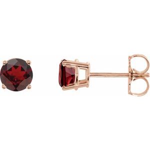 14K Rose 5 mm Natural Mozambique Garnet Stud Earrings