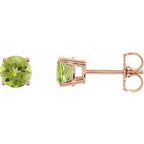 14K Rose 5 mm Natural Peridot Stud Earrings