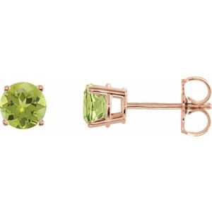 14K Rose 5 mm Natural Peridot Stud Earrings
