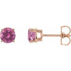 14K Rose 5 mm Natural Pink Sapphire Stud Earrings