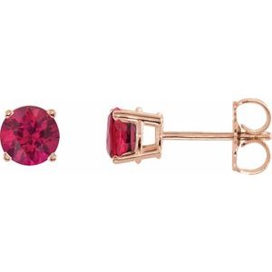 14K Rose 5 mm Lab-Grown Ruby Stud Earrings