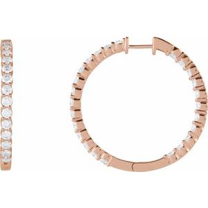 14K Rose 4 CTW Natural Diamond Inside-Outside Hinged 36 mm Hoop Earrings