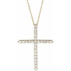 14K Yellow 1 CTW Lab-Grown Diamond Cross 16-18" Necklace