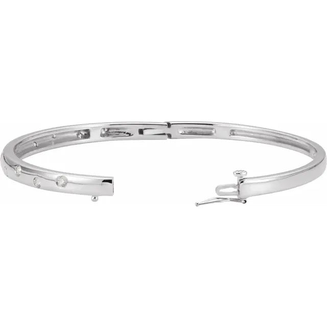 14K White 1/2 CTW Natural Diamond Bangle Bracelet