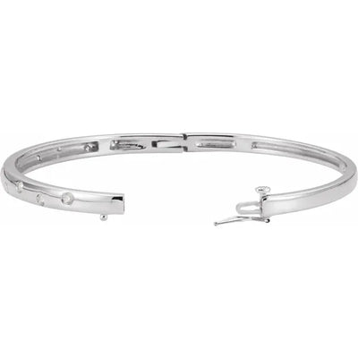 14K White 1/2 CTW Natural Diamond Bangle Bracelet