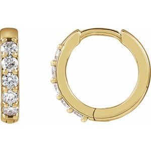 14K Yellow .08 CTW Natural Diamond Hinged 10 mm Hoop Earrings