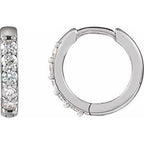 Sterling Silver .08 CTW Natural Diamond Hinged 10 mm Hoop Earrings