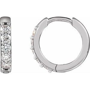Sterling Silver .08 CTW Natural Diamond Hinged 10 mm Hoop Earrings