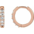 14K Rose .08 CTW Natural Diamond Hinged 10 mm Hoop Earrings