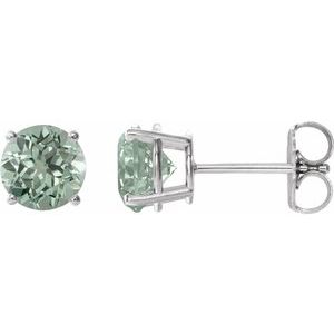 Sterling Silver 8 mm Lab-Grown Green Sapphire Stud Earrings