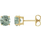 14K Yellow 8 mm Lab-Grown Green Sapphire Stud Earrings