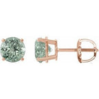14K Rose 8 mm Lab-Grown Green Sapphire Stud Earrings