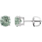 14K White 8 mm Lab-Grown Green Sapphire Stud Earrings