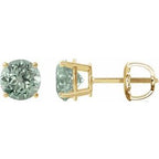 14K Yellow 8 mm Lab-Grown Green Sapphire Stud Earrings