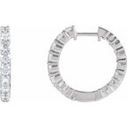 14K White 2 CTW Natural Diamond Inside-Outside Hinged 20 mm Hoop Earrings