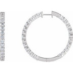 14K White 4 CTW Lab-Grown Diamond Inside-Outside Hinged 36 mm Hoop Earrings
