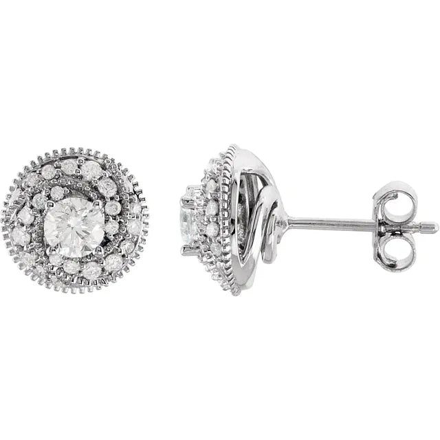 14K White Gold 3/4 CTW Natural Diamond Journey Earrings