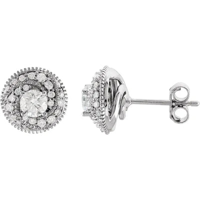 14K White Gold 3/4 CTW Natural Diamond Journey Earrings