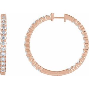 14K Rose 5 CTW Lab-Grown Diamond Inside-Outside Hinged 37.8 mm Hoop Earrings
