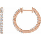 14K Rose 3/4 CTW Lab-Grown Diamond Inside-Outside Hinged 17.2 mm Hoop Earrings