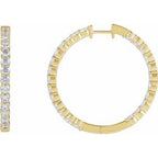 14K Yellow 4 CTW Lab-Grown Diamond Inside-Outside Hinged 36 mm Hoop Earrings