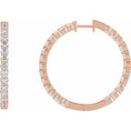 14K Rose 4 CTW Lab-Grown Diamond Inside-Outside Hinged 36 mm Hoop Earrings
