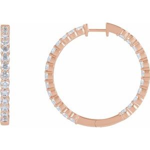14K Rose 4 CTW Lab-Grown Diamond Inside-Outside Hinged 36 mm Hoop Earrings