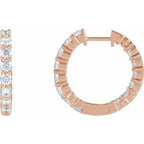14K Rose 2 CTW Lab-Grown Diamond Inside-Outside Hinged 20 mm Hoop Earrings