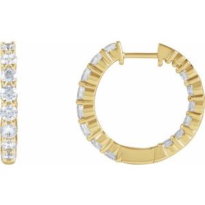 14K Yellow 2 CTW Natural Diamond Inside-Outside Hinged 20 mm Hoop Earrings
