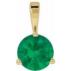 14K Yellow Lab-Grown Emerald Pendant
