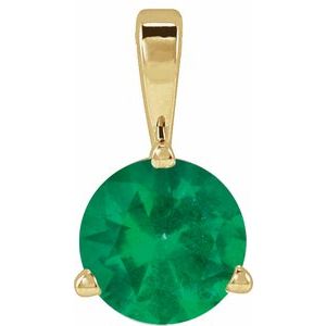 14K Yellow Lab-Grown Emerald Pendant