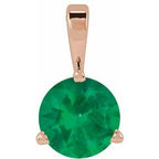 14K Rose Lab-Grown Emerald Pendant