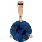 14K Rose Lab-Grown Blue Sapphire Pendant
