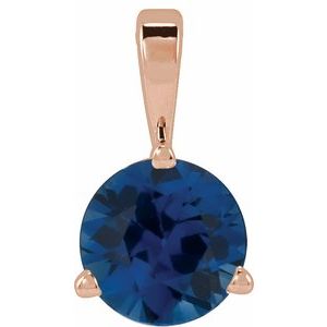 14K Rose Lab-Grown Blue Sapphire Pendant