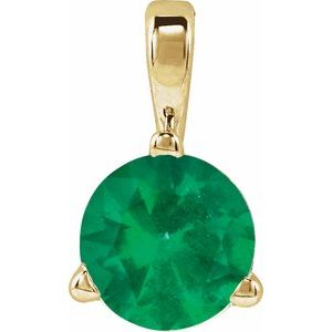 14K Yellow Lab-Grown Emerald Pendant