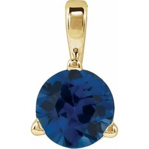 14K Yellow Lab-Grown Blue Sapphire Pendant