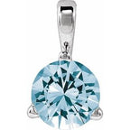 14K White Lab-Grown Aqua Sapphire Pendant