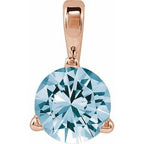 14K Rose Lab-Grown Aqua Sapphire Pendant