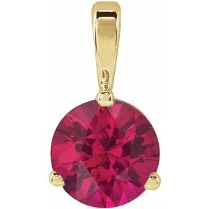 14K Yellow Lab-Grown Ruby Pendant