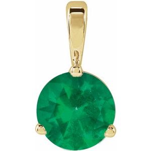 14K Yellow Lab-Grown Emerald Pendant
