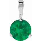 14K White Lab-Grown Emerald Pendant