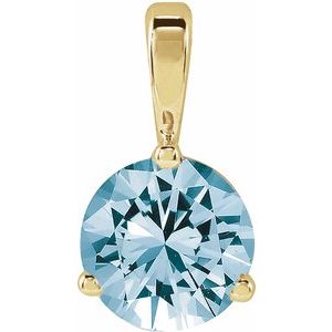 14K Yellow Lab-Grown Aqua Sapphire Pendant